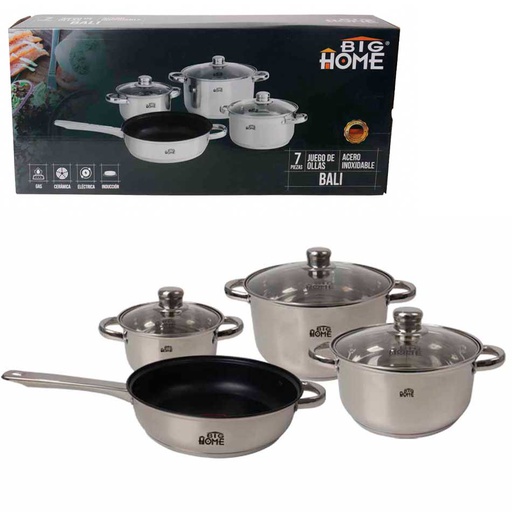 [1103799] Juego De Ollas De Acero Bali 7 Piezas Big Home Am6307