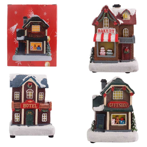 [6200577] Casa Navidad Resina con Luz MIA11045