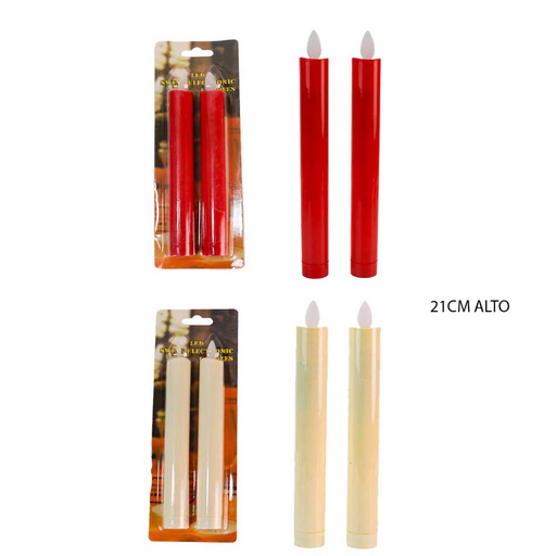 [6201712] Set de 2 Velas Led 21cm Blister MIA11363