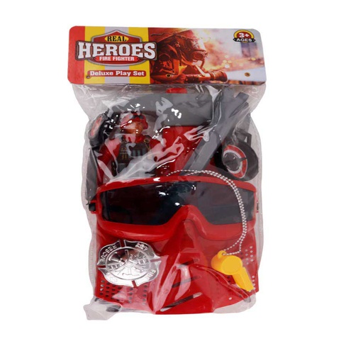 [6103254] Set/ Masc Bombero 10 Piezas Funda Accesorios Heroes Real 99044
