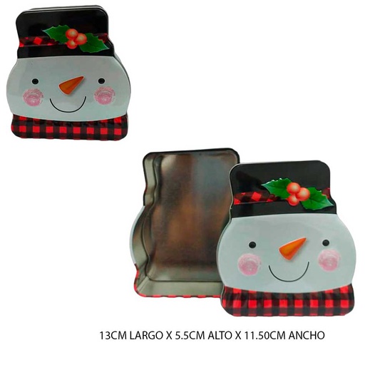 [6202627] Caja Metalica Muñeco De Nieve Navidad 5X12.5X10.5Cm Mia12161