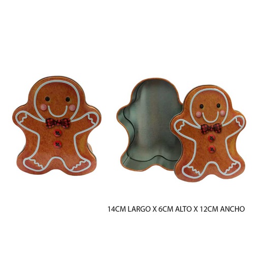 [6202626] Caja Metalica Muñeco De Jengibre 6X14X12Cm Mia12160