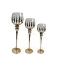 Candelabro De Vidrio Dorado 3 Piezas Mia11461