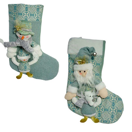 [6200726] Bota Papa Noel Y Muñeco De Nieves Felpa Mia11264