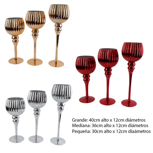 [1302850] Set Portavelas Acanalados 3 Piezas | Mia11473