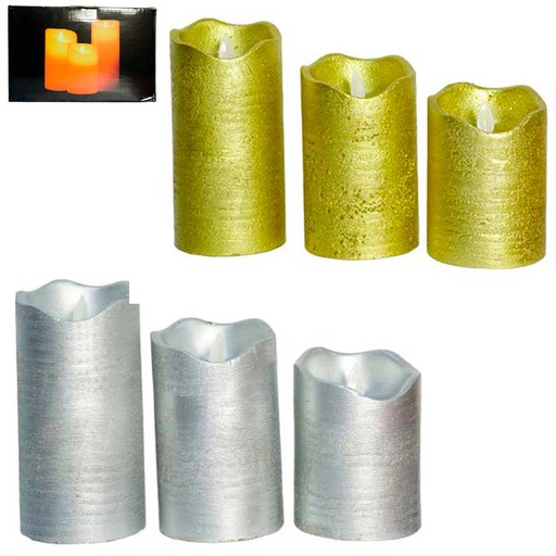 [6201710] Velas Led De Cera Llama Movibles 3 Piezas Caja | Mia-11377