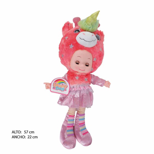 [6101305] Muñeca Lovely Doll Con Disfraz De Unicornio 57Cm Dy8808Abc
