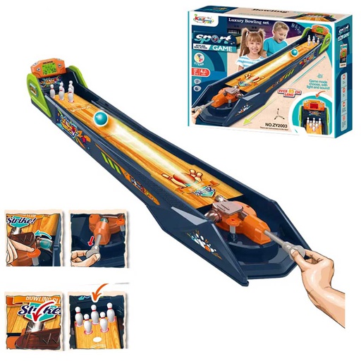 [6103221] Set Boliche Con Lanzador Manual Y Marcador Digital Zy2003