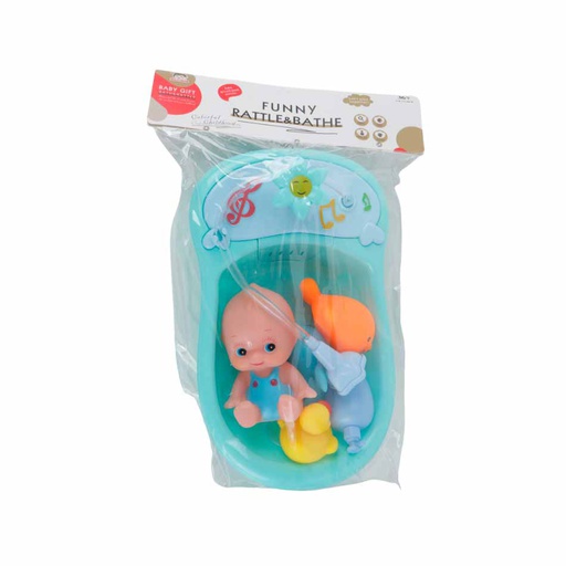 [6101448] Muñeco Bebé Con Tina Y Juguetes De Baño Bls6523