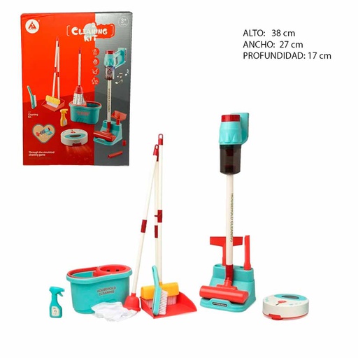 [6102039] Set Limpieza Infantil Con Escoba Y Accesorios Hj196D
