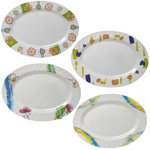 [1205346] Plato Ovalado Melamina Ondas Diseño Surtido14 Pulgadas 761