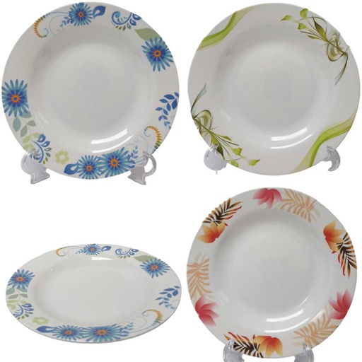 [1205354] Plato Hondo Melamina Diseño Surtido 9” 114