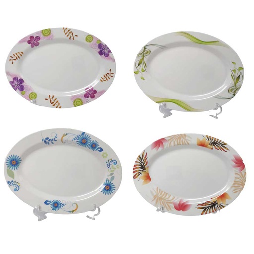 [1205355] Plato Ovalado Melamina Diseño Surtido 12 Pulgadas 110