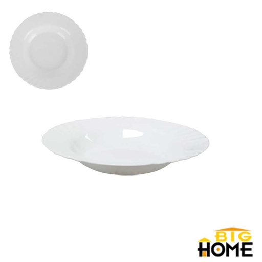 [1205378] Plato Hondo Opal Redondo 8 pulgadas Big Home Blanco LKSP80/6