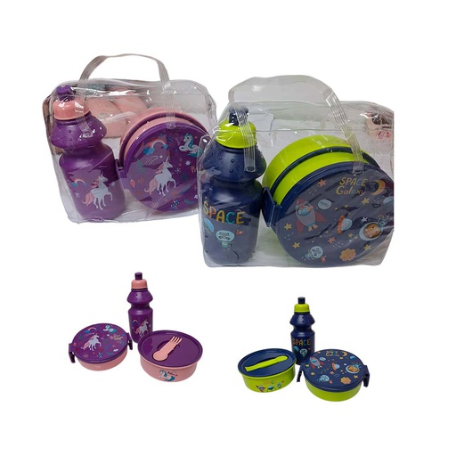 [4301628] Lonchera Plástica Redondo 3 Piezas Mia-12619